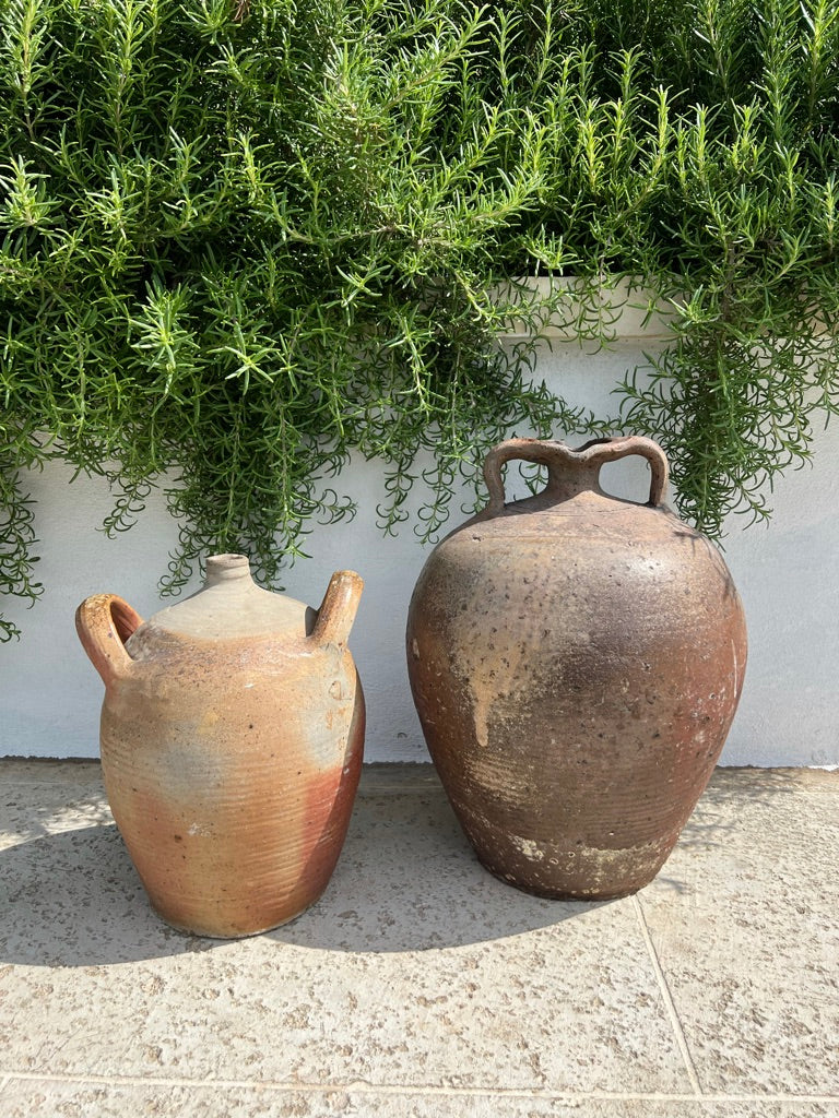 French Provincial Stoneware Double Handle Water Jug