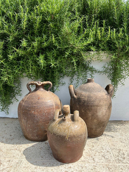 French Provincial Stoneware Double Handle Water Jug