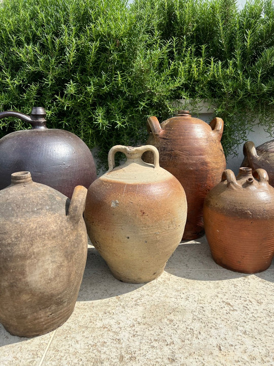 French Provincial Stoneware Double Handle Water Jug