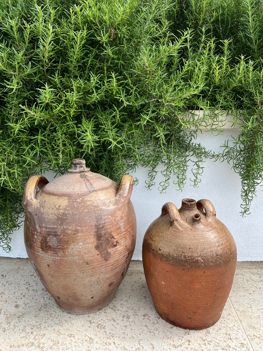 French Provincial Stoneware Olive Oil Jug