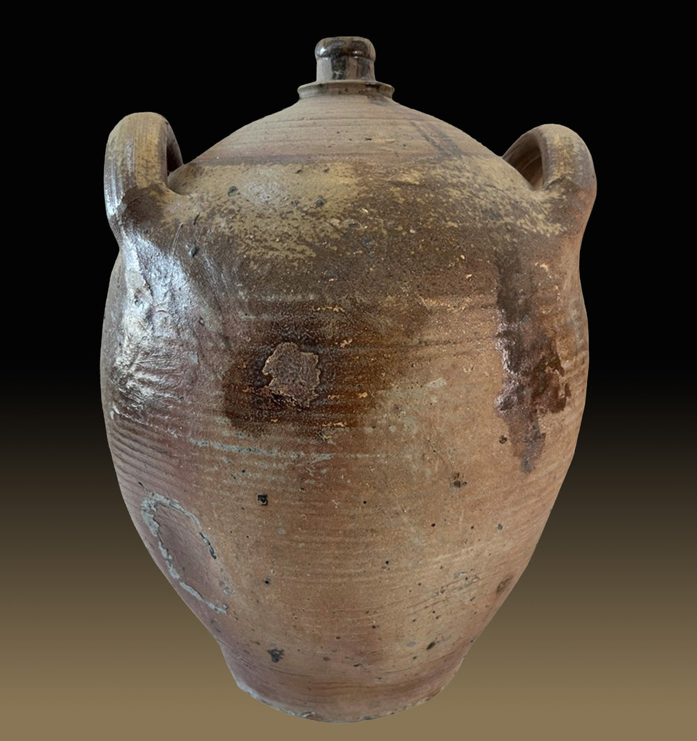19c French Provincial Stoneware Olive Oil Jug