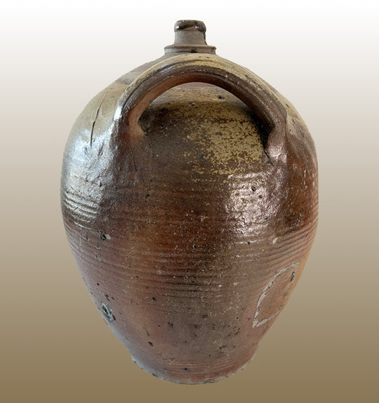 19c French Provincial Stoneware Olive Oil Jug