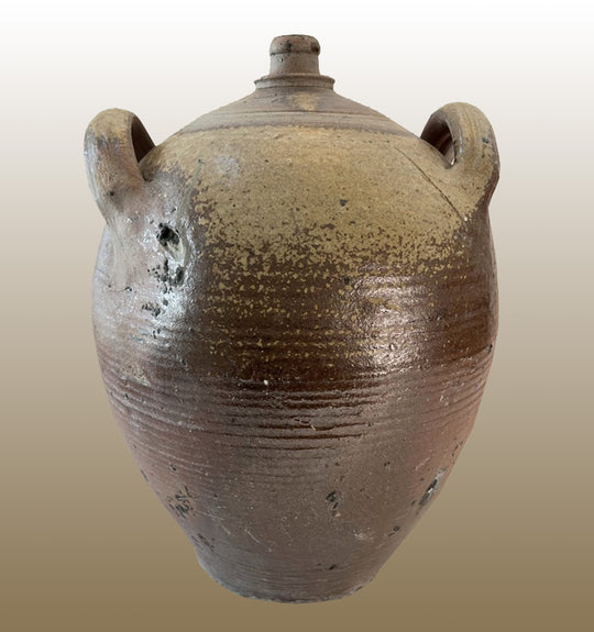 19c French Provincial Stoneware Olive Oil Jug