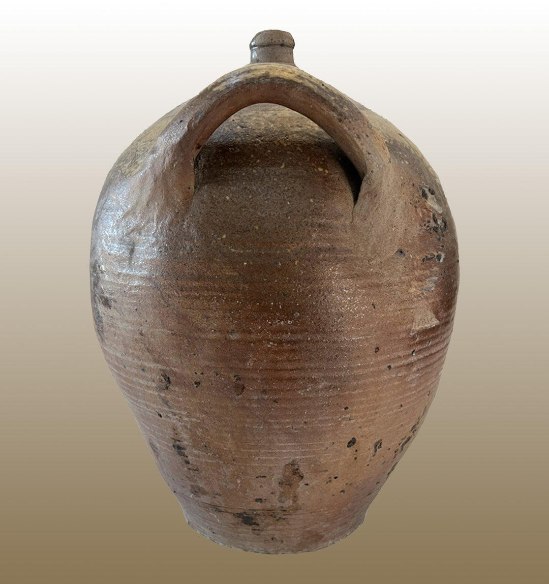 19c French Provincial Stoneware Olive Oil Jug