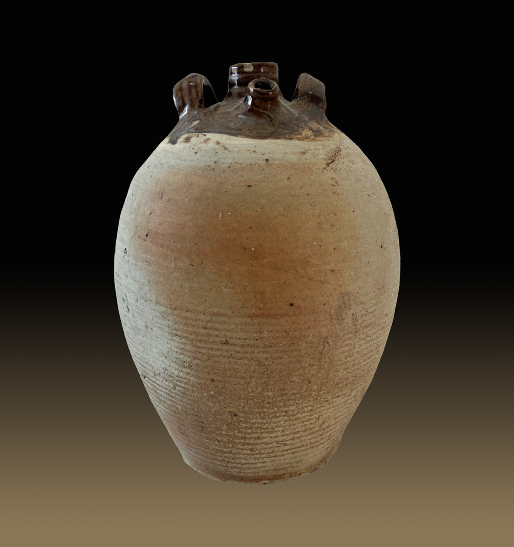 19c French Provincial Stoneware Olive Oil Jug