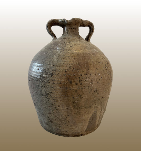 19c French Provincial Stoneware Double Handle Water Jug