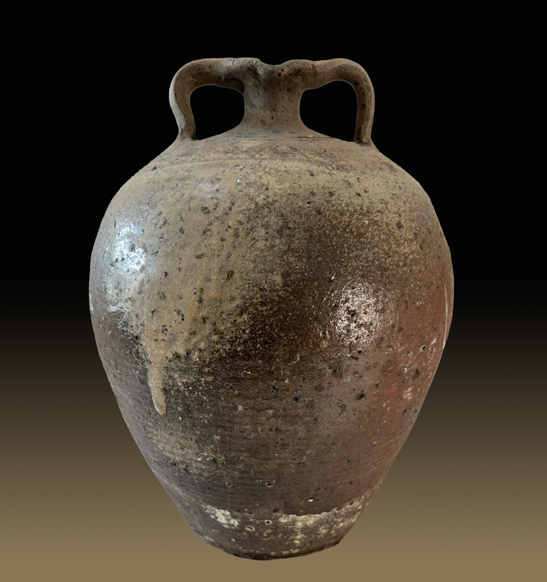 19c French Provincial Stoneware Double Handle Water Jug