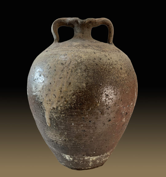 19c French Provincial Stoneware Double Handle Water Jug