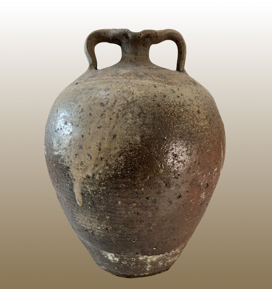 19c French Provincial Stoneware Double Handle Water Jug