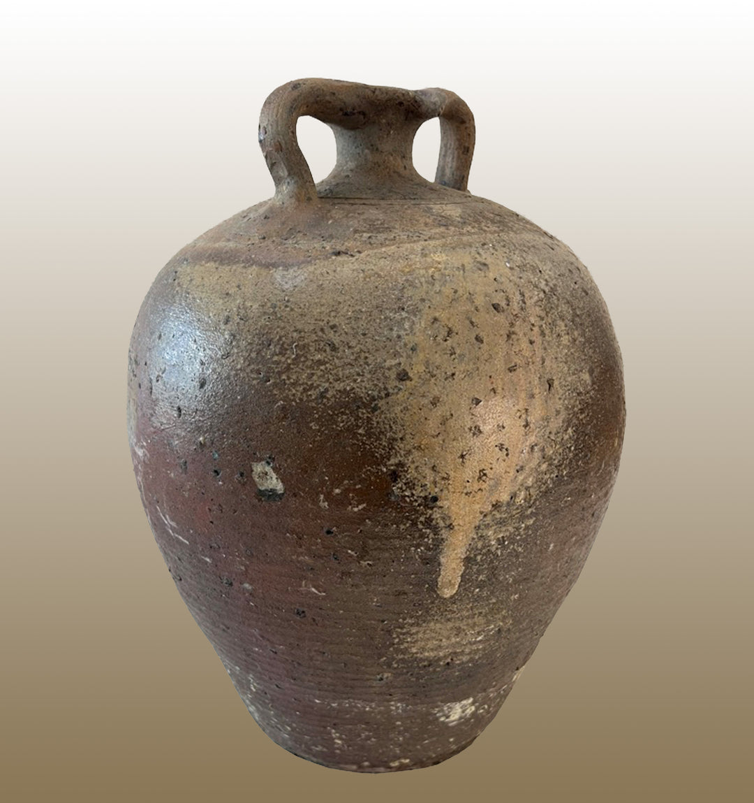 19c French Provincial Stoneware Double Handle Water Jug