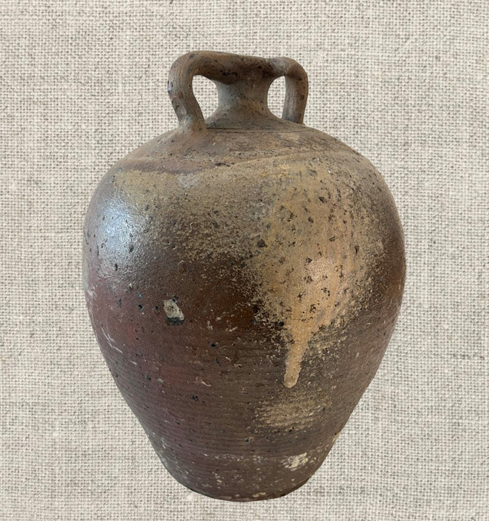 French Provincial Stoneware Double Handle Water Jug